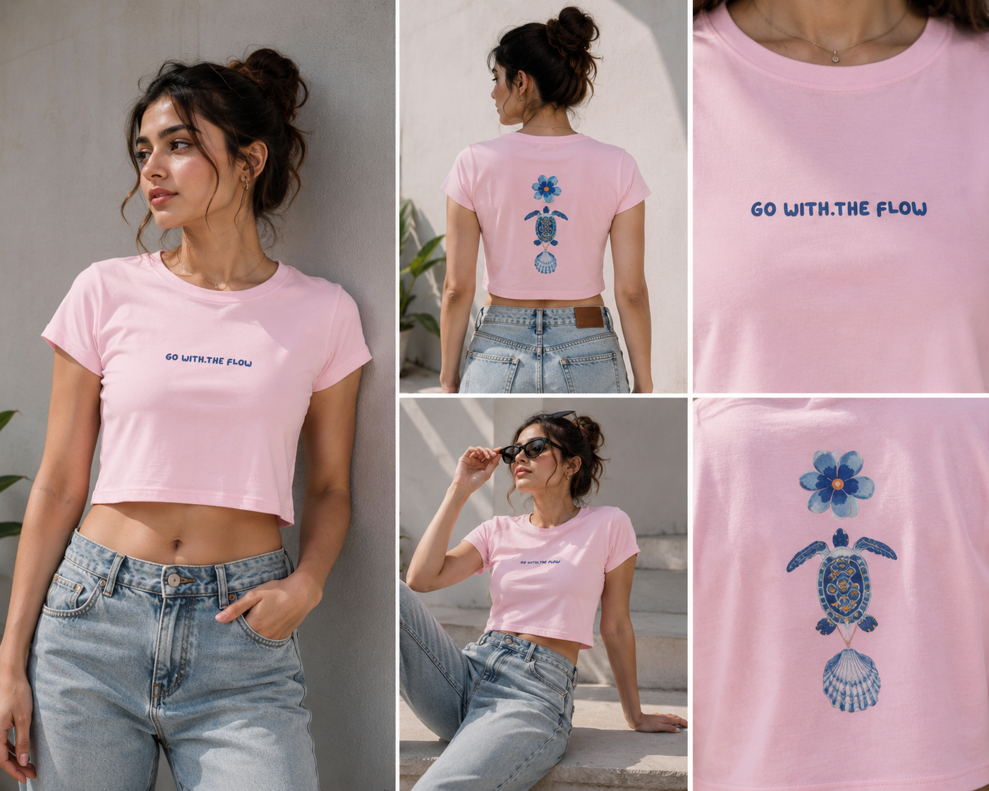 Aesthetic back print crop top for women by Street Gully, featuring stylish design and comfortable fit, shown on a model.