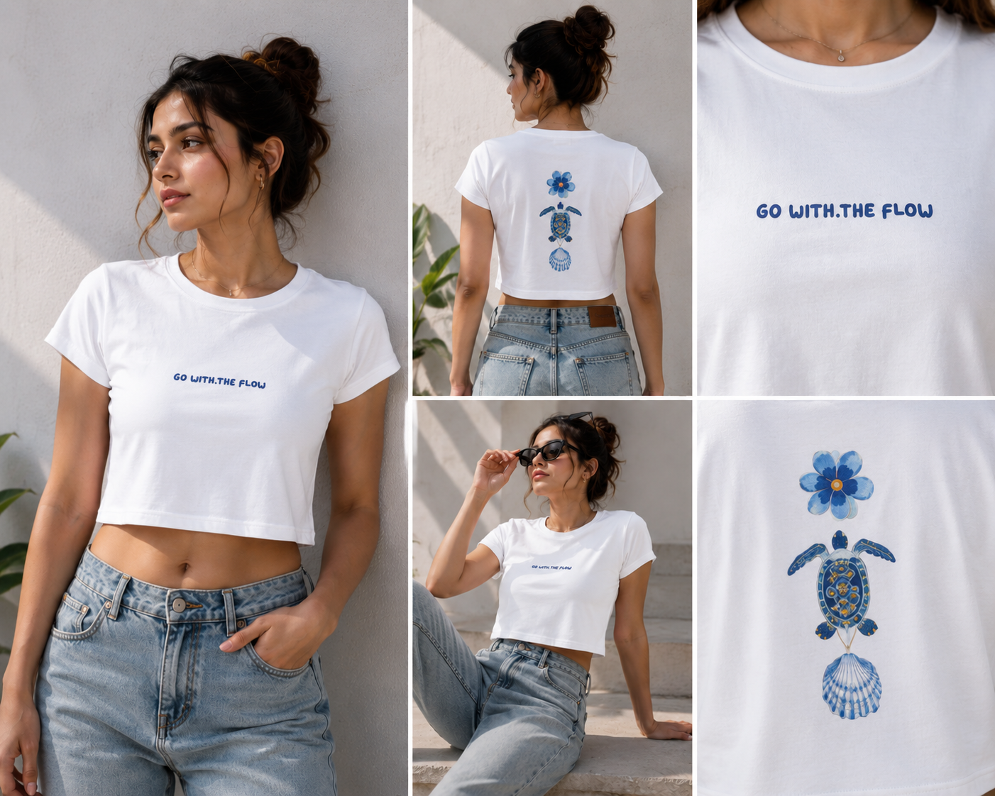 Aesthetic back print crop top for women by Street Gully, featuring stylish design and comfortable fit, shown on a model.