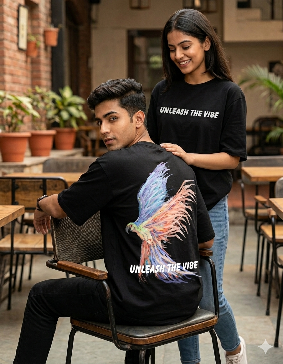Street Gully Phoenix Graphic Oversized T-Shirt featuring bold phoenix design on soft cotton fabric, casual streetwear style.