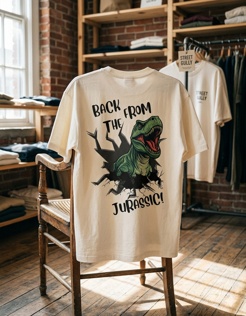 Street Gully oversized tee featuring a bold dragon graphic print on the front, casual and trendy streetwear style.